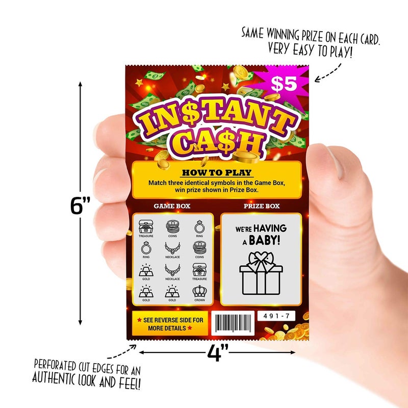 Jayour 5 Pack - Pregnancy Announcement Lottery Scratch-Off Tickets | 4x6 Authentic Looking | Great for Baby Announcements | Perfect for Pregnancy Announcement for Grandparents, Future Dad, or Friends! - Image 1